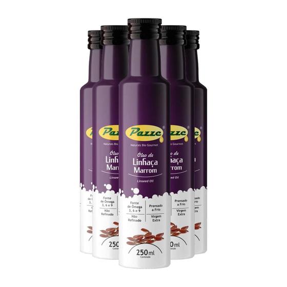 Imagem de Kit 5 Óleo de Linhaça Marrom Extra Virgem Pazze 250ml