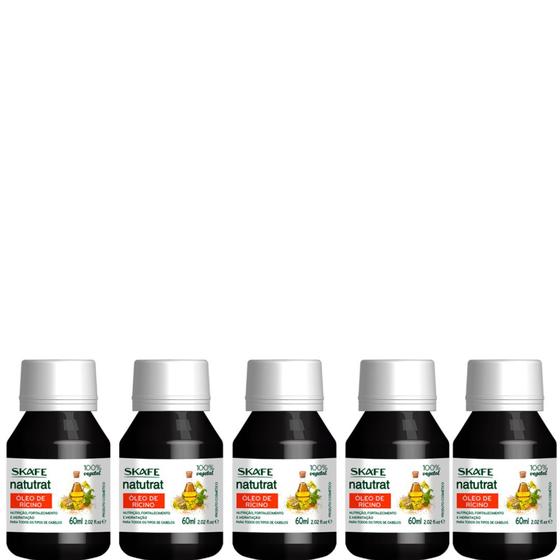 Imagem de Kit 5 Oleo De Rícinio 100% Vegetal Skafe Natutrat 60ml