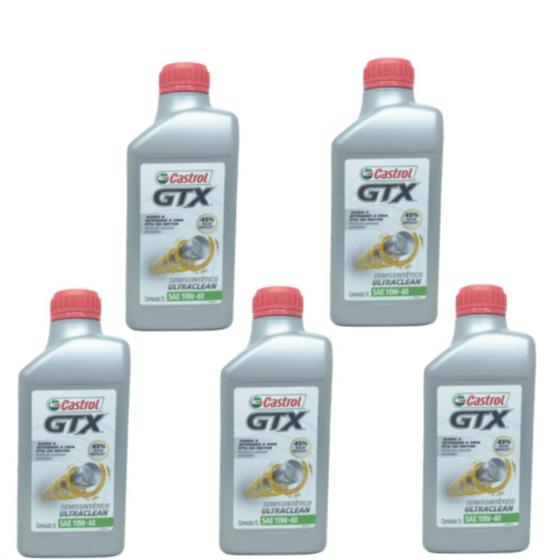 Imagem de Kit 5 Óleos Castrol Gtx Ultraclean 10w40 Semissintético 1l