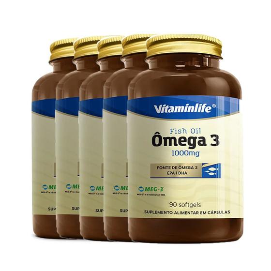 Imagem de Kit 5 Ômega 3 Fish Oil 1000mg 90 Softgels Vitaminlife