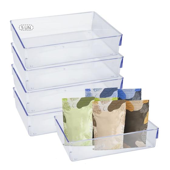 Imagem de Kit 5 Organizador Geladeira Modular Grande Acrílico Transparente