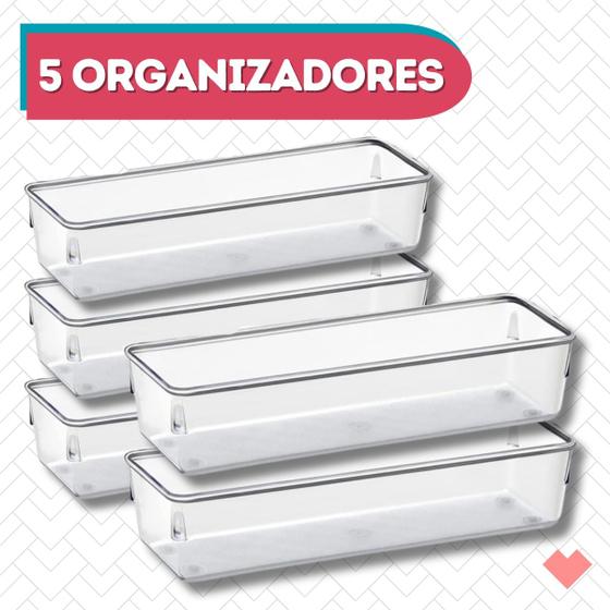 Imagem de Kit 5 Organizador Modelo 2 Multiuso Casa Talheres Maquiagem