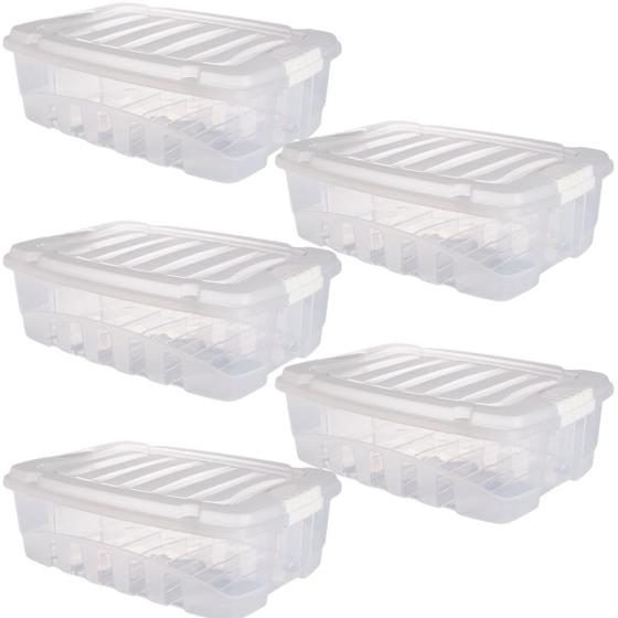 Imagem de Kit 5 Organizador Transparente 13 Litros Caixa Baú c/travas