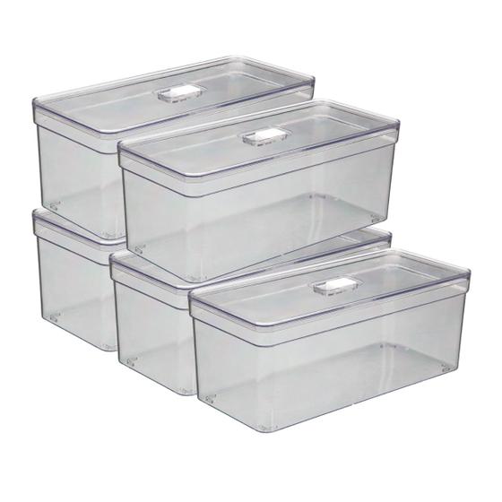 Imagem de Kit 5 Organizadores Elegance Retangular Com Tampa Resistente