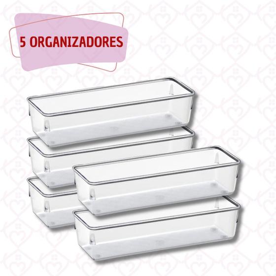 Imagem de Kit 5 Organizadores Resistente P/ Gavetas Porta Joias Escritorio