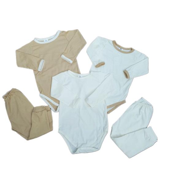 Imagem de Kit 5 ou 6 pç body manga longa calça bebê minimalista unissex malha 100% algodão