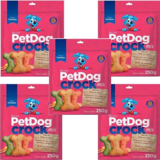 Imagem de Kit 5 Pacotes De Biscoitos Super Premium Petdog Crock Mix.