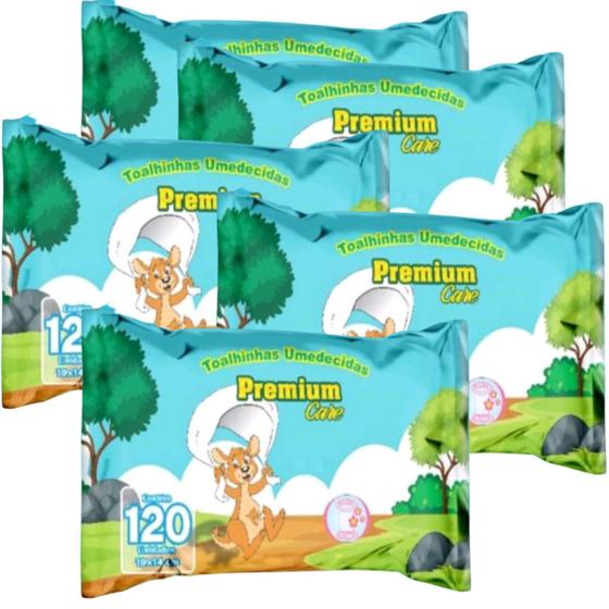Imagem de Kit 5 pacotes Toalha Umedecida Nana Baby Premium Care Com 120 Tolhinhas Cada