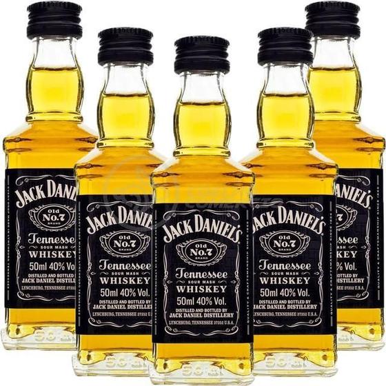 Imagem de Kit 5 Padrinhos Casamento Miniatura Whisky Jack Daniels 50Ml