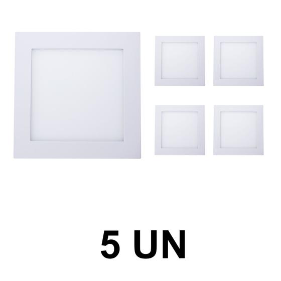 Kit 5 Painel Plafon 12w Quadrado Sobrepor Led Branco Frio - Casa Iluminação Menor preço em Kit 5 Painel Plafon 12w Quadrado Sobrepor Led Branco Frio - Casa Iluminação