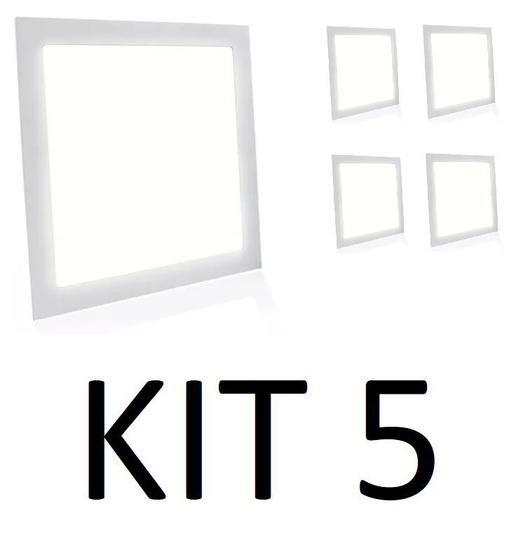 Imagem de Kit 5 Painel Plafon Led 18w Quadrado Embutir Branco Neutro - Teto