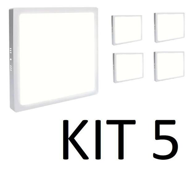 Imagem de Kit 5 Painel Plafon Led 18w Quadrado Sobrepor Branco Neutro 