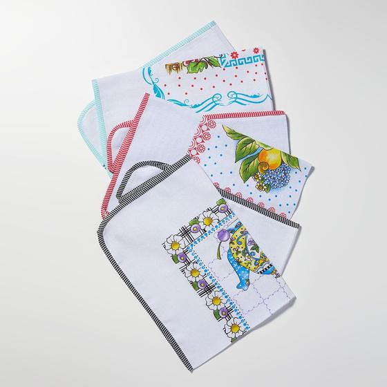 Imagem de Kit 5 Panos De Copa Prato Vies Estampas Colorido Sortidas