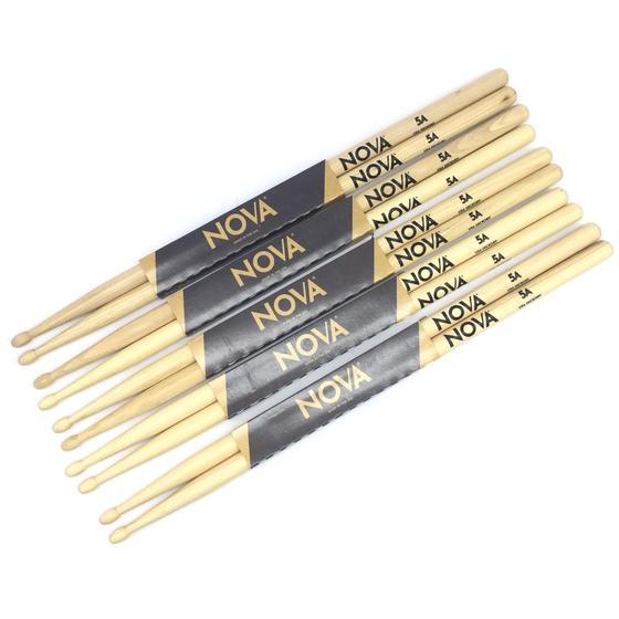 Imagem de Kit 5 Par Baqueta Vic Firth NOVA 5A Hickory USA ponta Madeir