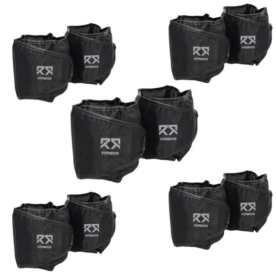 Imagem de Kit 5 Pares de Caneleiras 1Kg a 5Kg de Peso Tornozeleira Para Treino de Academia Musculação Fitness