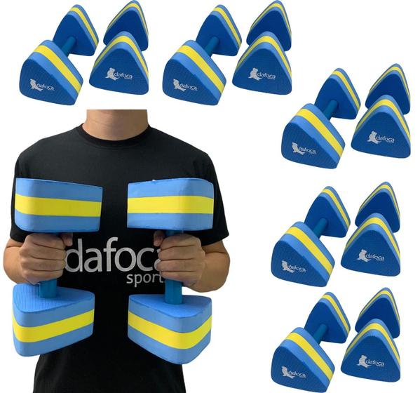 Imagem de Kit 5 Pares de Halteres Hidroginástica em EVA DF1093-A G 3 a 4kg Azul/Amarelo