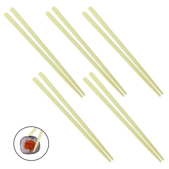 Imagem de Kit 5 Pares de Hashi para Comida Japonesa em Poliestireno 22cm Bege Liso  Nihon Shikko 