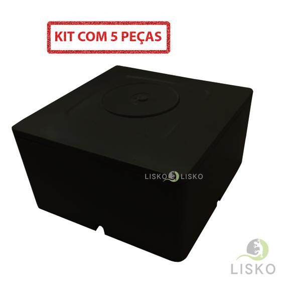 Imagem de Kit 5 Pçs Caixa Sobrepor Cftv Quadrada Preta 8,5x8,5x4,5cm