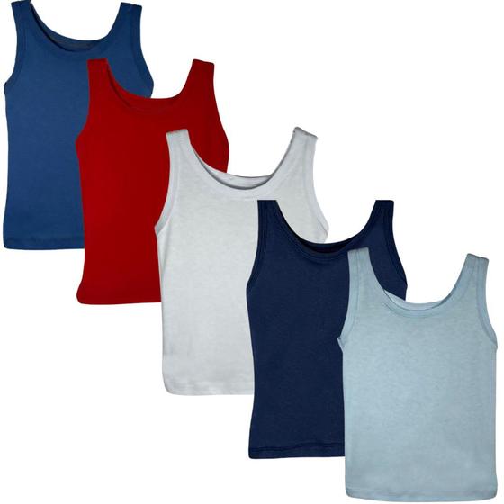 Kit 5 Pçs Camiseta Regata Infantil Bebe 100% Algodão Menino Menor preço em Kit 5 Pçs Camiseta Regata Infantil Bebe 100% Algodão Menino