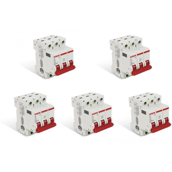 Imagem de Kit 5 Pcs - Disjuntor Steck Din Tripolar 50A Sd63 C  Sdd6...