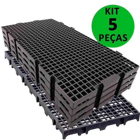 Imagem de Kit 5 pçs piso plástico 25x50 preto - box e tablado multiuso