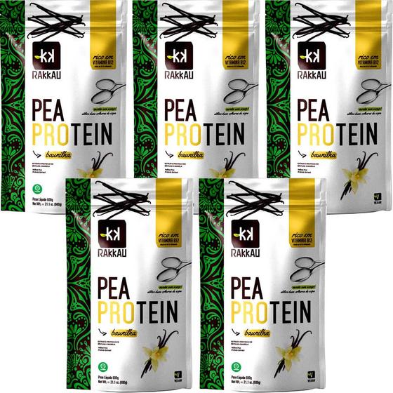 Imagem de Kit 5 Pea Protein Baunilha Rakkau 600g - Vegano - Proteína