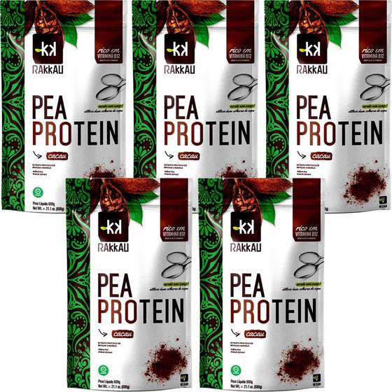 Imagem de Kit 5 Pea Protein Cacau Rakkau 600g - Vegano - Proteína