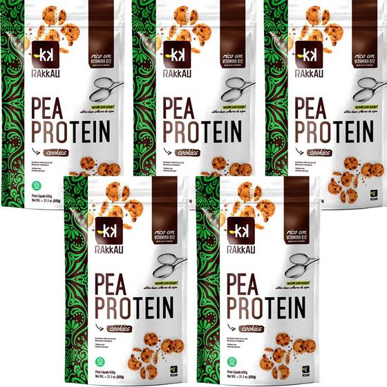 Kit 5 Pea Protein Cookies Rakkau 600g Vegano Proteína Massa Muscular