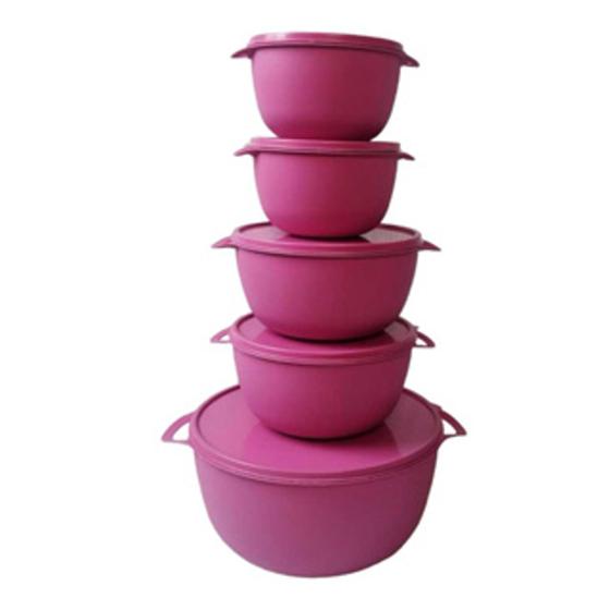 Imagem de kit 5 peças bowls tijelas potes redondo coloridas