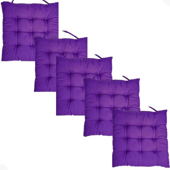Imagem de Kit 5 Peças Futton 40x40cm Diversas Cores Futon P/Cadeiras Banquetas Sofás Pallets Almofadas Macio Com Fitas Para Amarrar