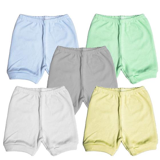 Imagem de Kit 5 Peças Shorts Bebê Algodão Verão Menino Menina Unissex