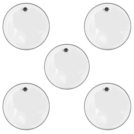 Imagem de Kit 5 Pele Bateria Bumbo 20” Duplo Filme Luen Dudu Portes Double Clear PL11026N