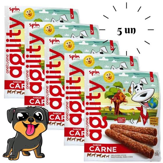 Imagem de kit 5 Petisco Agility Stick Spinpet Sabor Carne P/ Cães 150g