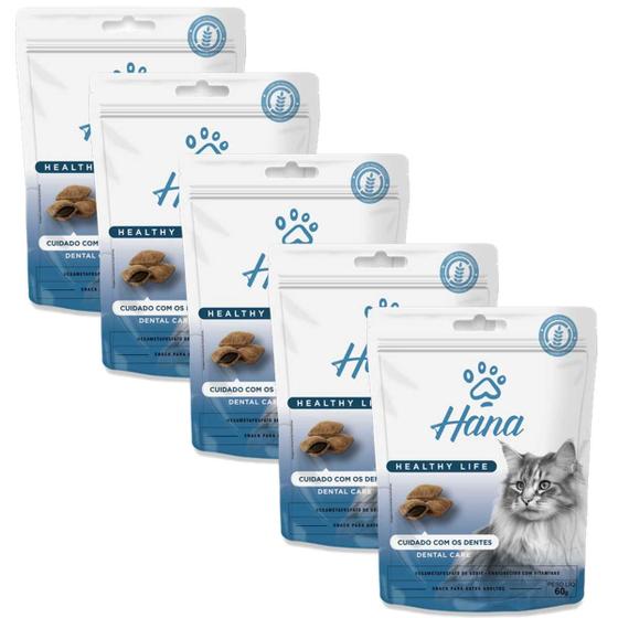 Imagem de Kit 5 Petisco Hana Dental Gato Petisco Adulto 60g