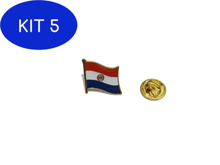 Imagem de Kit 5 Pin da bandeira do Paraguai