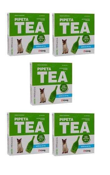 Imagem de Kit 5 Pipeta Tea Konig - Anti Pulgas Para Gatos Até 4kg