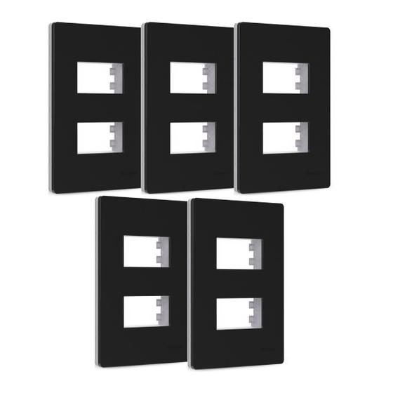 Imagem de Kit 5 Placa 4x2 2P Grafite com Suporte Infiniti Margirius