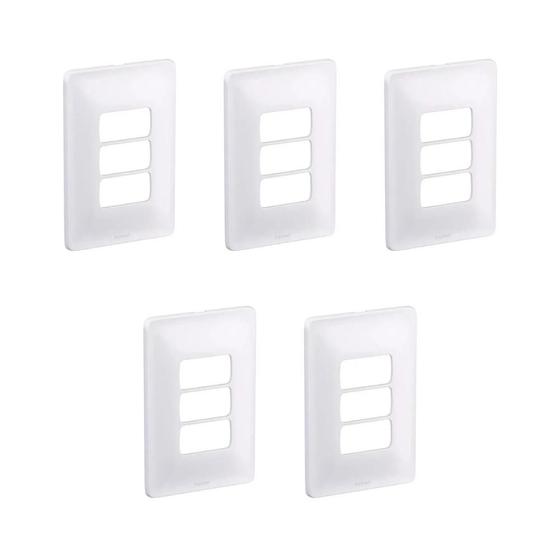 Imagem de Kit 5 Placa 4X2 P/ 3 Mód Branco C Suporte Zeffia Pial 680183