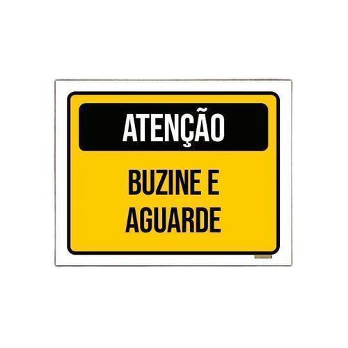 Imagem de Kit 5 Placa Amarela Atenção Buzine E Aguarde