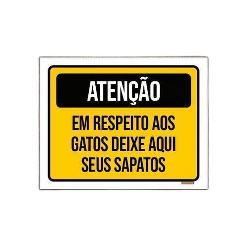 Imagem de Kit 5 Placa Atenção Em Respeito Gatos Deixe Sapatos Aqui