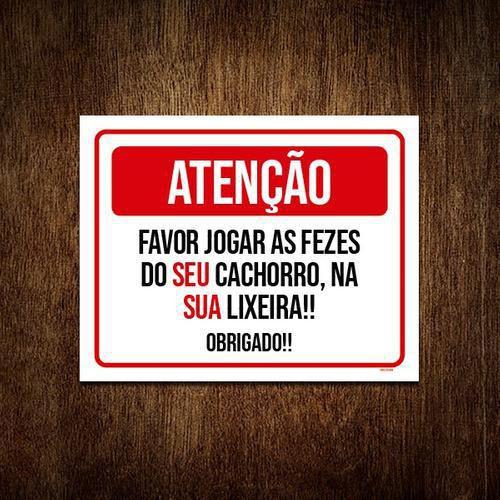 Imagem de Kit 5 Placa Atenção Favor Jogar Fezes Cachorro Na Lixeira