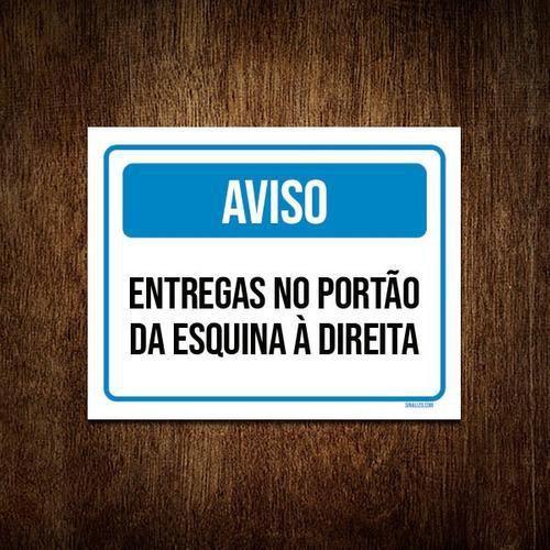 Imagem de Kit 5 Placa Aviso Entregas Portão Esquina Direita