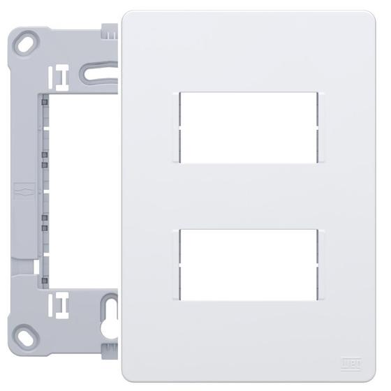 Imagem de Kit 5 Placa E Suporte Esatta 4x2 2 Posto Branco