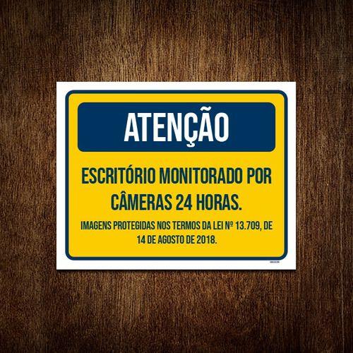 Imagem de Kit 5 Placa Escritório Monitorada Câmeras 24 Horas