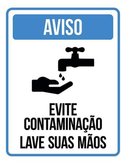 Imagem de Kit 5 Placa Evite Contaminação Lave Suas Mãos ul36X46