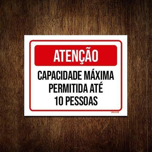 Imagem de Kit 5 Placa Sinalização Atenção Capacidade Máxima Vermelha