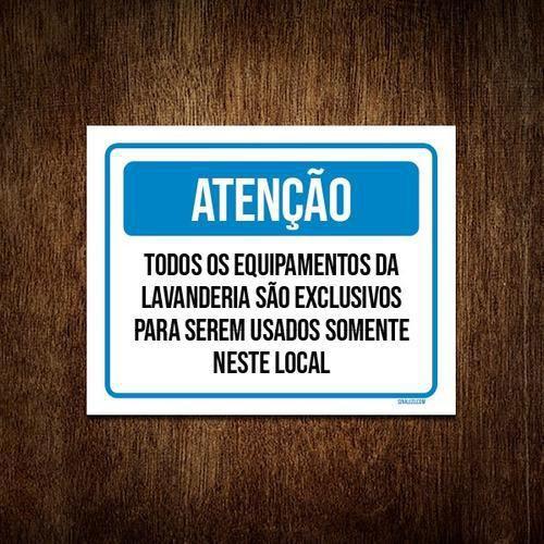 Imagem de Kit 5 Placa Sinalização - Atenção Equipamentos Lavanderia