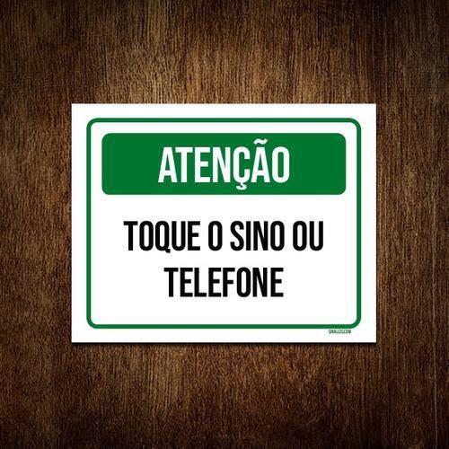 Imagem de Kit 5 Placa Sinalização - Atenção Toque Sino Ou Telefone