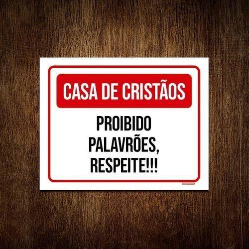 Imagem de Kit 5 Placa Sinalização Casa De Cristãos Proibido Palavrões