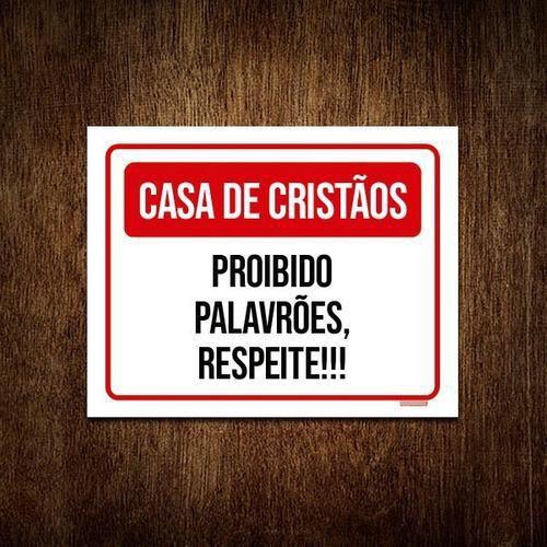 Imagem de Kit 5 Placa Sinalização Casa De Cristãos Proibido Palavrões